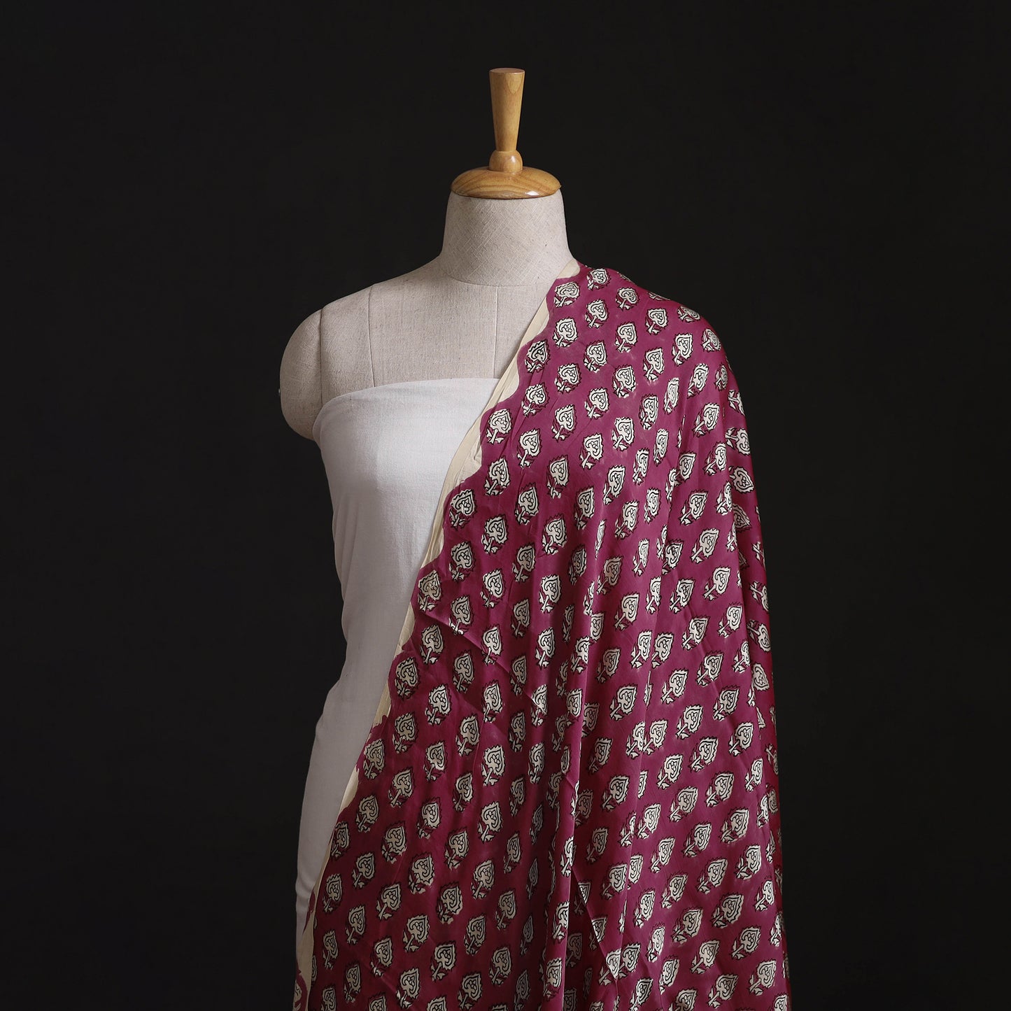 Sanganeri Floral Hand Block Print Modal Silk Fabric 19