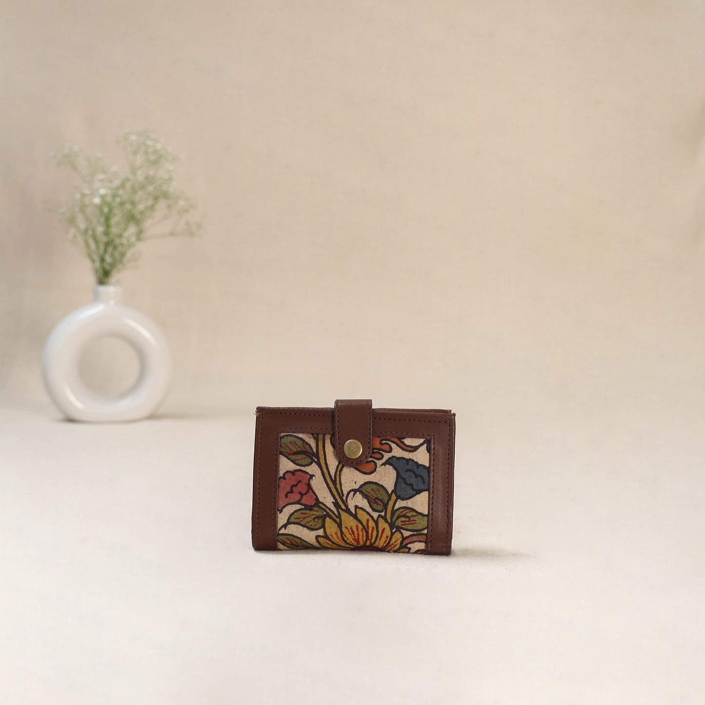 Beige - Srikalahasti Kalamkari Handpainted Wallet 99