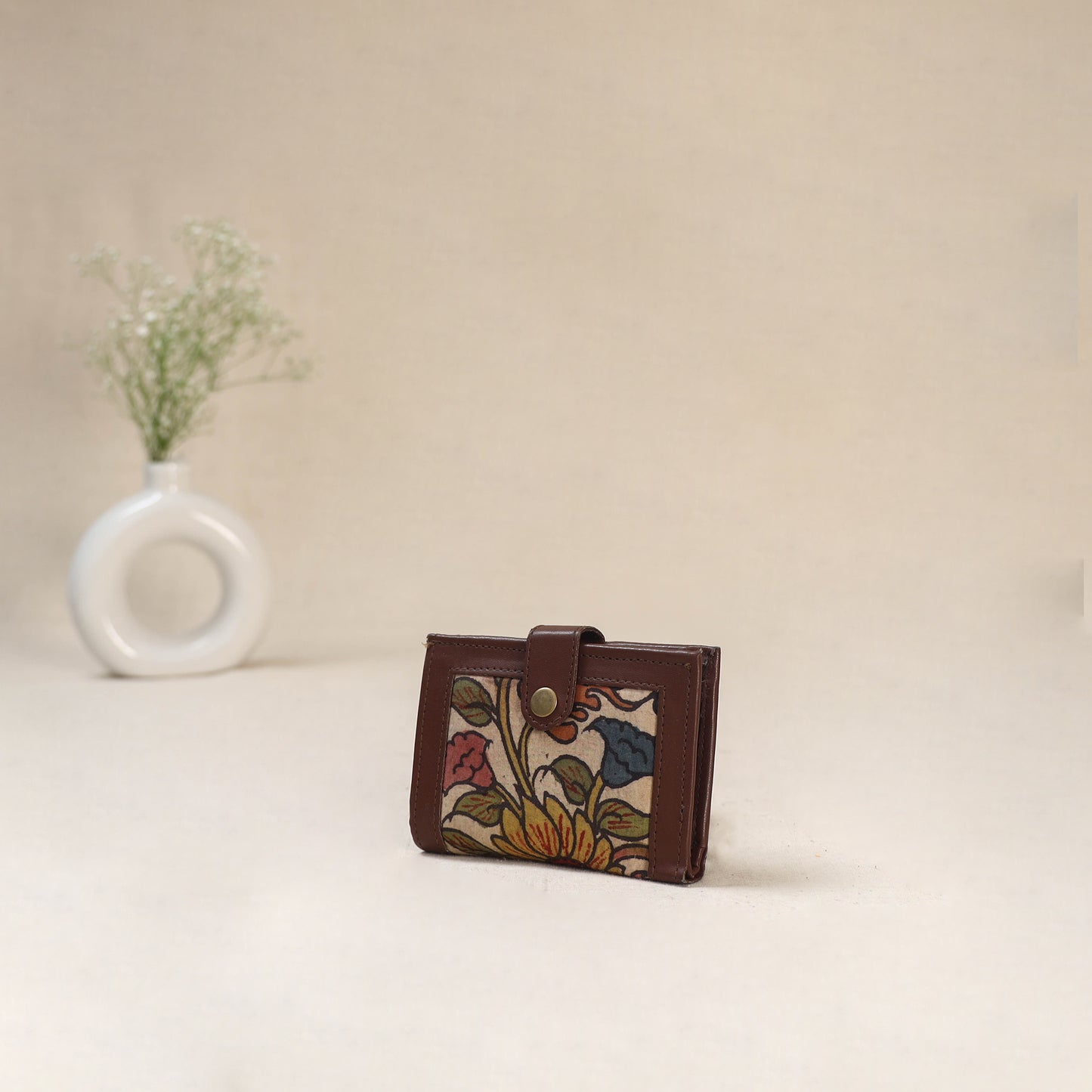 Beige - Srikalahasti Kalamkari Handpainted Wallet 99