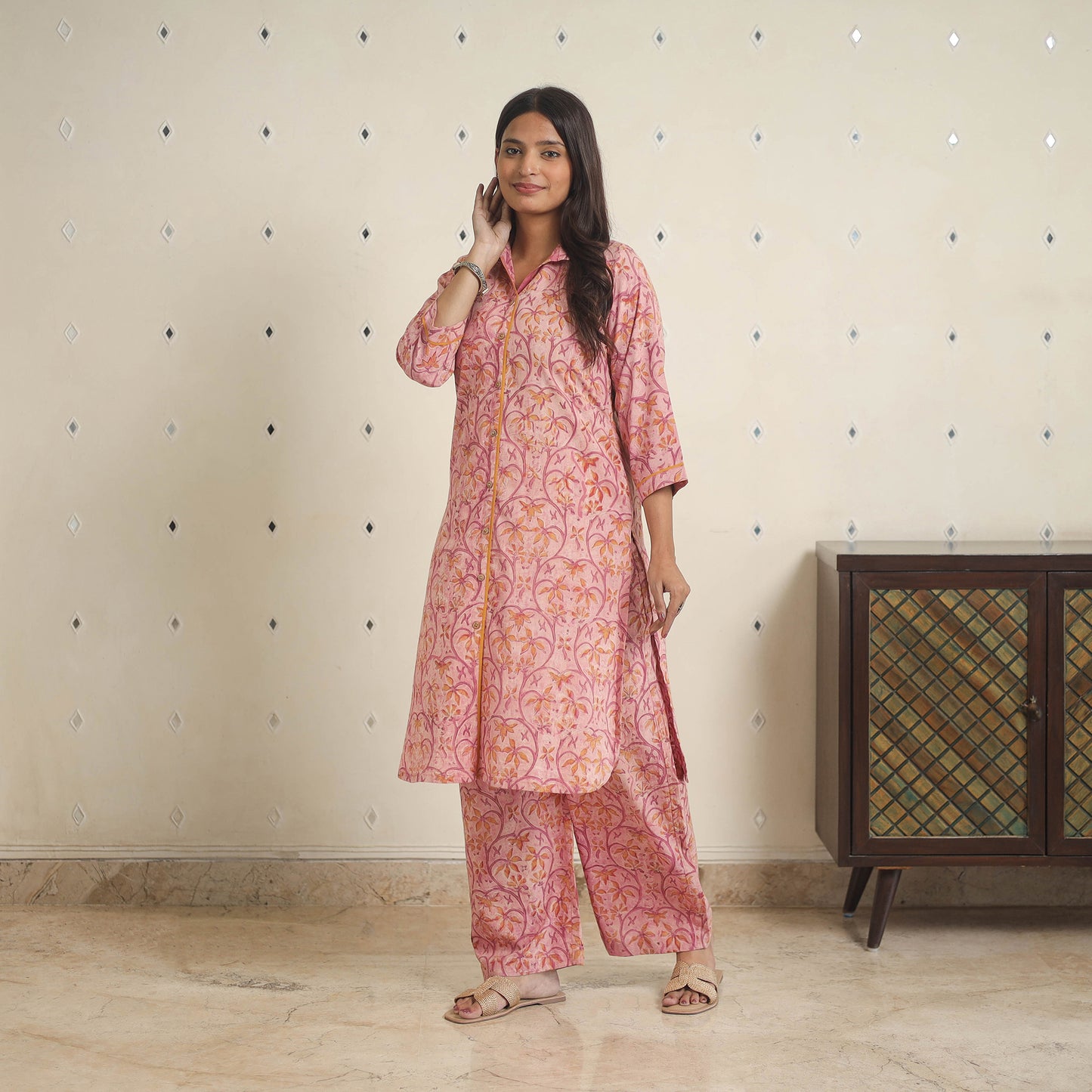Pink - natural dyed cotton bagru dabu co-ord set 12
