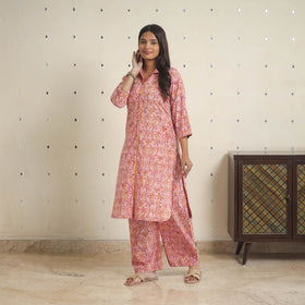 Pink - natural dyed cotton bagru dabu co-ord set 12