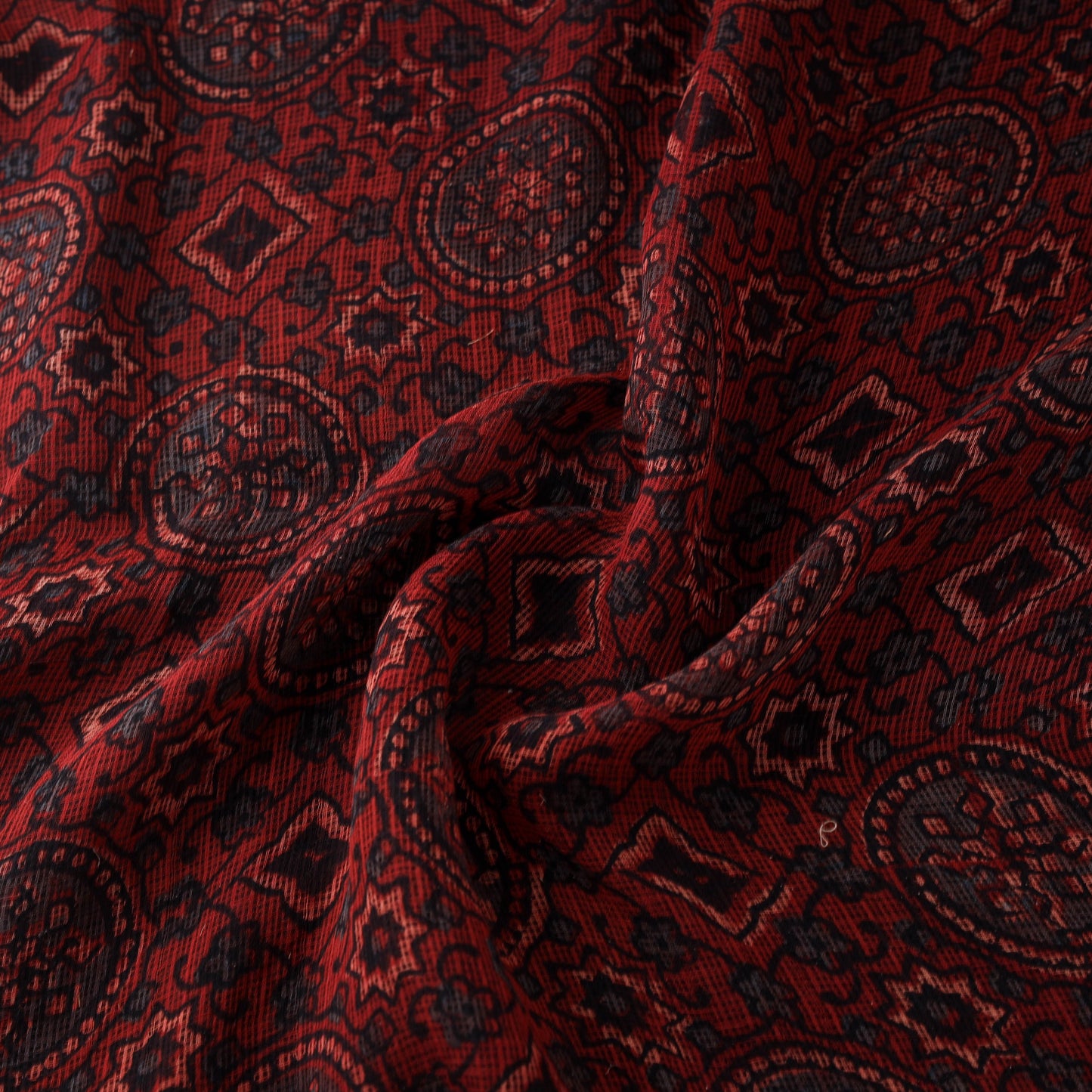 Natural Dyed Ajrakh Hand Block Print Kota Doria Cotton Fabric 40