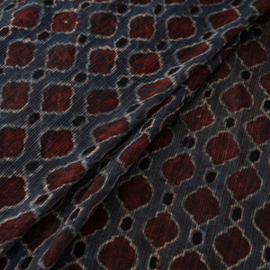 Natural Dyed Ajrakh Hand Block Print Kota Doria Cotton Fabric 39