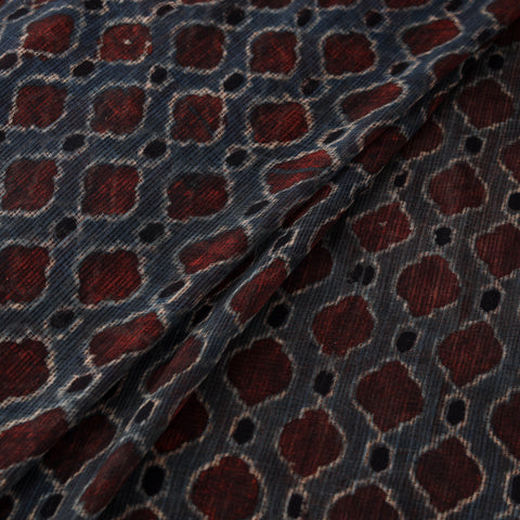 Natural Dyed Ajrakh Hand Block Print Kota Doria Cotton Fabric 39