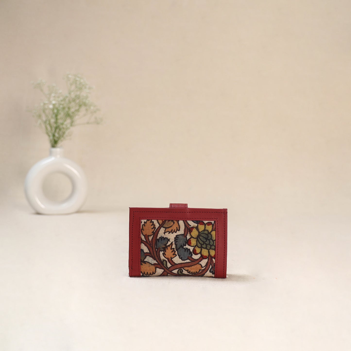 Beige - Srikalahasti Kalamkari Handpainted Wallet 101