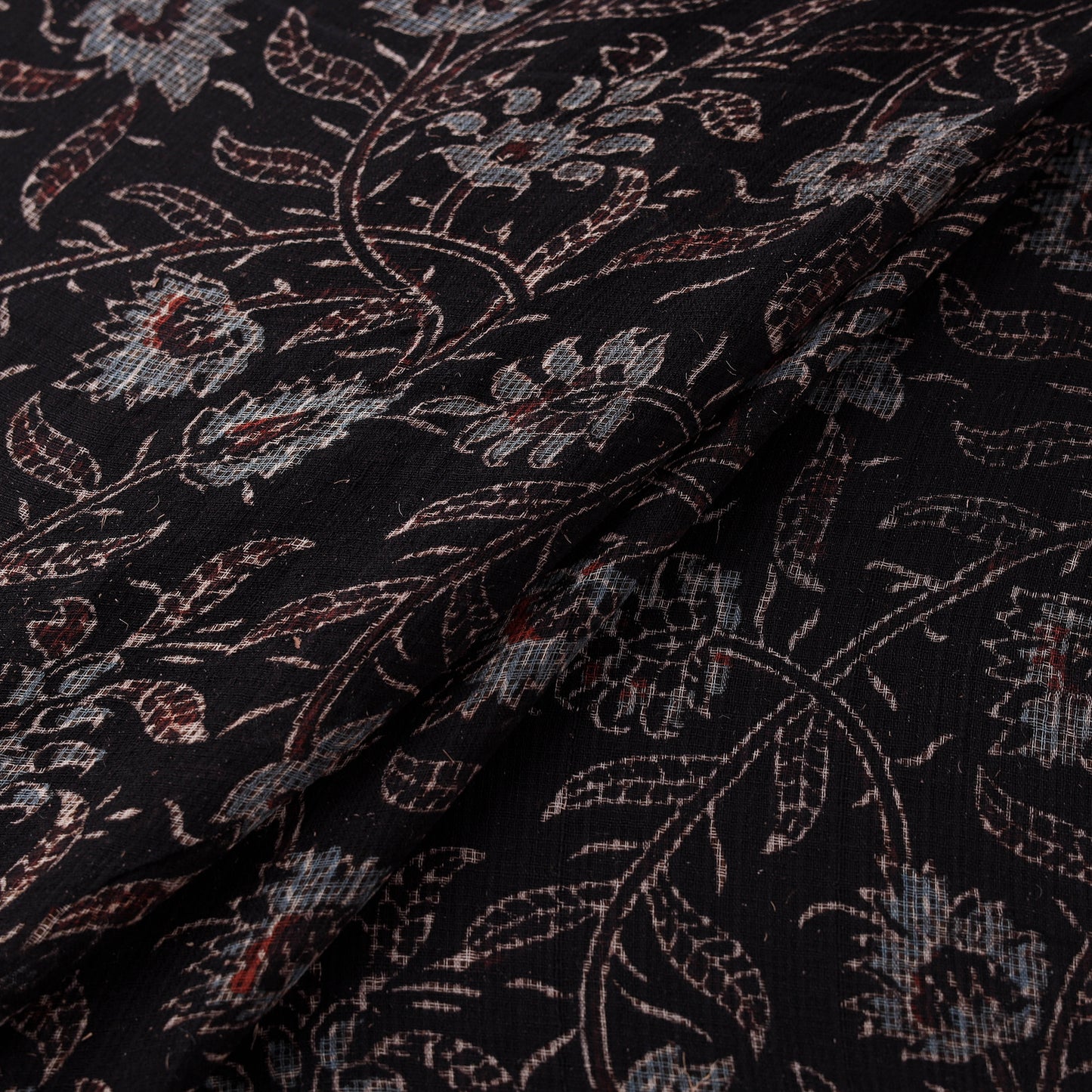 Natural Dyed Ajrakh Hand Block Print Kota Doria Cotton Fabric 38