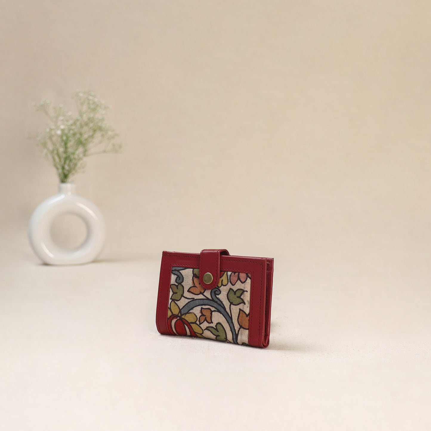 Beige - Srikalahasti Kalamkari Handpainted Wallet 103