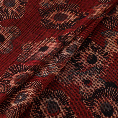 Natural Dyed Ajrakh Hand Block Print Kota Doria Cotton Fabric 35