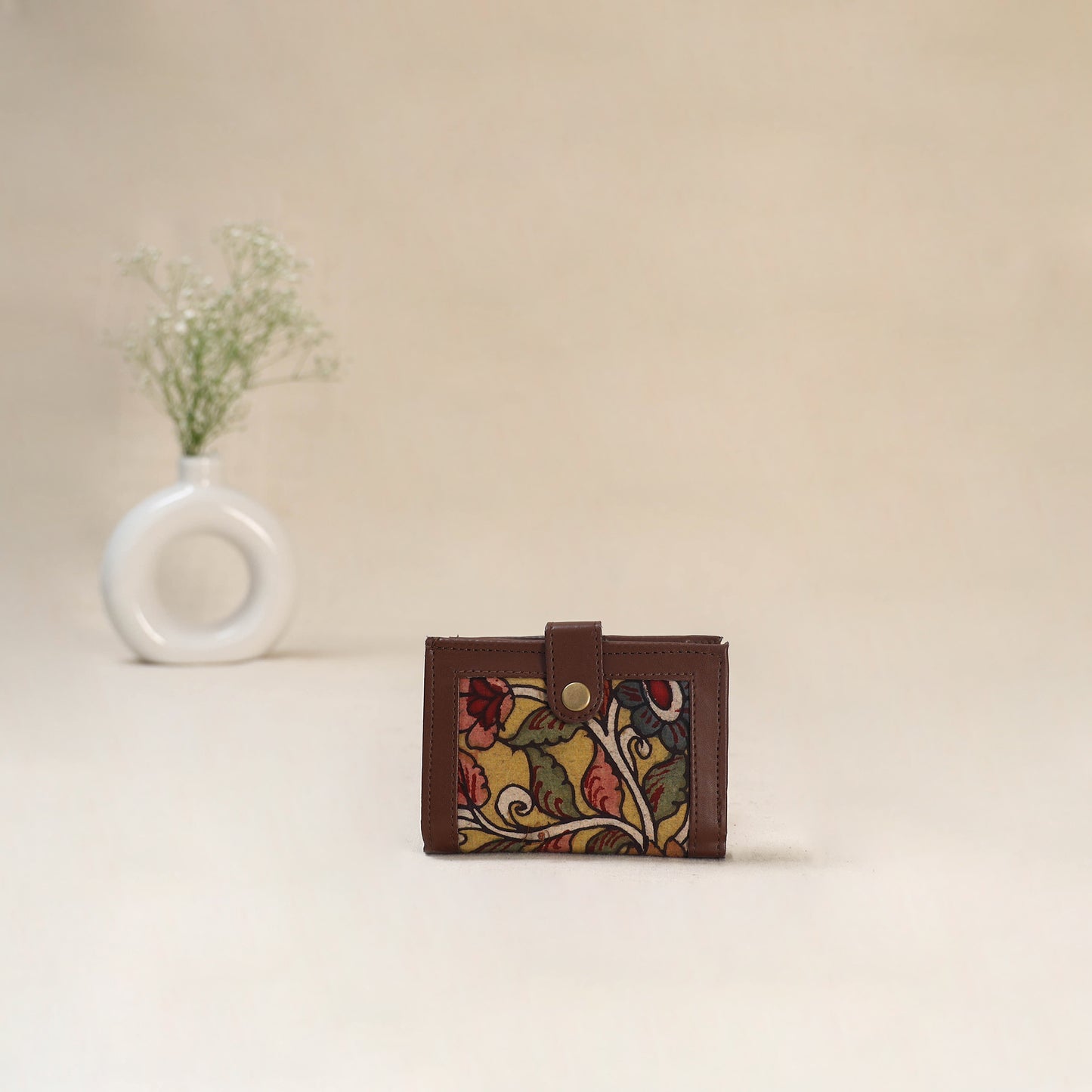 Yellow - Srikalahasti Kalamkari Handpainted Wallet 107