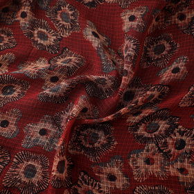 Natural Dyed Ajrakh Hand Block Print Kota Doria Cotton Fabric 35