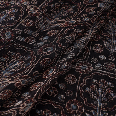 Natural Dyed Ajrakh Hand Block Print Kota Doria Cotton Fabric 33