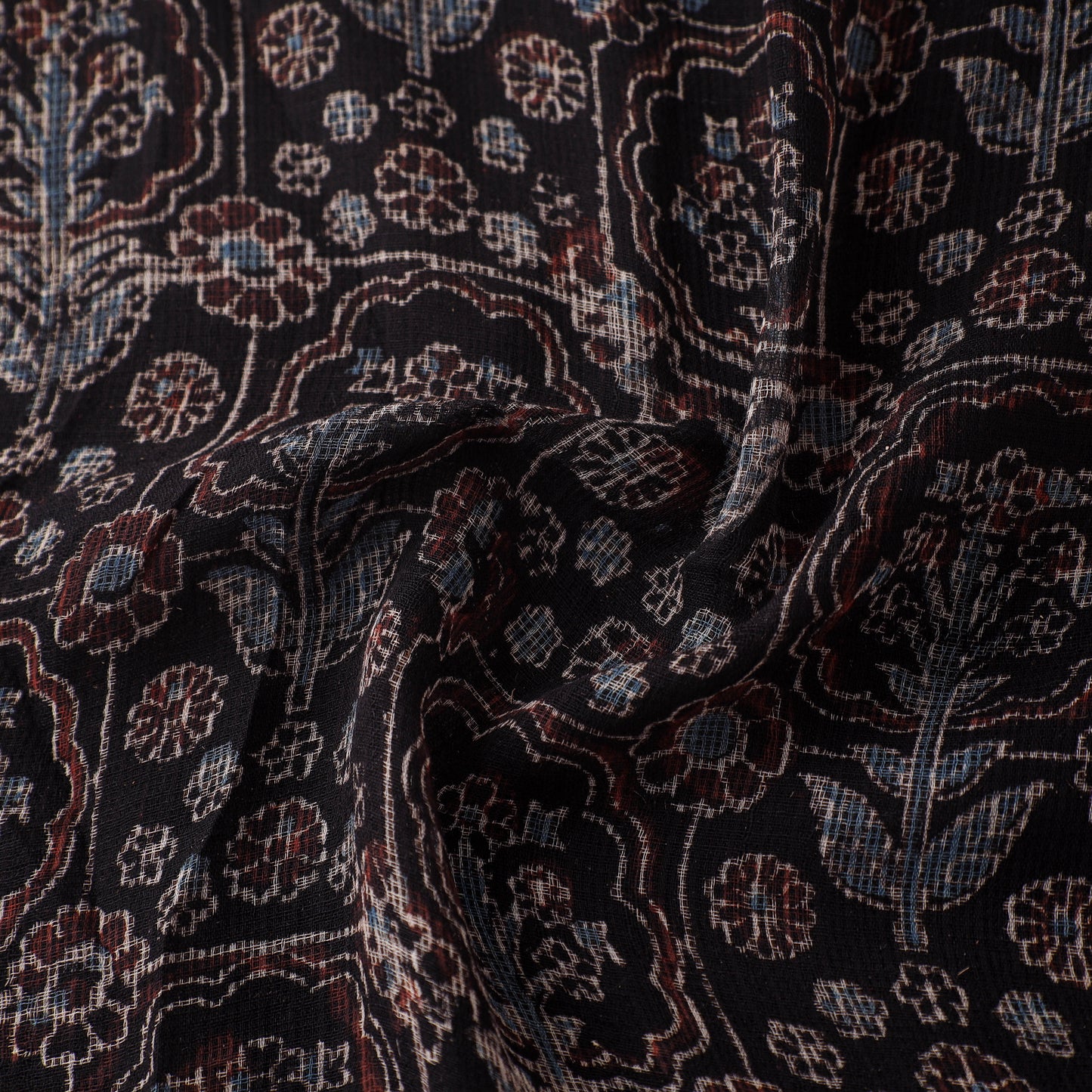 Natural Dyed Ajrakh Hand Block Print Kota Doria Cotton Fabric 33