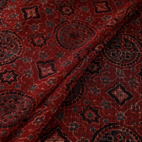 Natural Dyed Ajrakh Hand Block Print Kota Doria Cotton Fabric 32