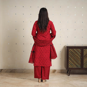 Red - bagh cotton suit set (set of 3) 02 - handcrafted
