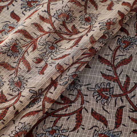 Natural Dyed Ajrakh Hand Block Print Kota Doria Cotton Fabric 31