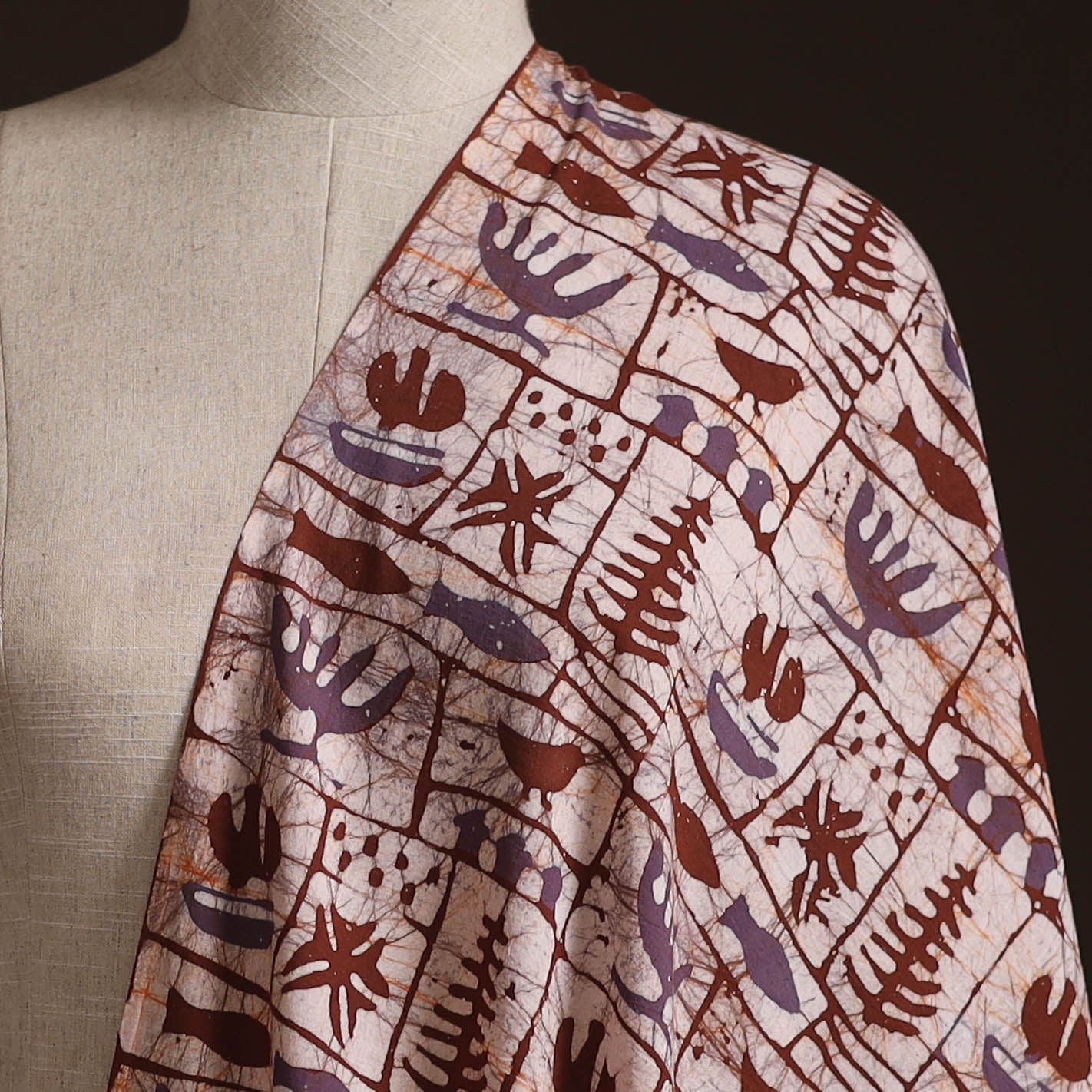 Hand Block Batik Print Cotton Fabric 14