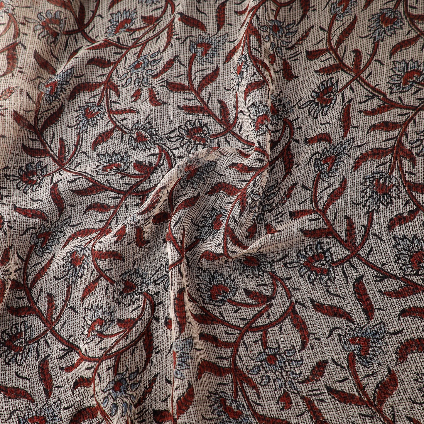 Natural Dyed Ajrakh Hand Block Print Kota Doria Cotton Fabric 31