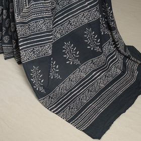 Grey Mul Cotton Block Print Sanganeri Saree