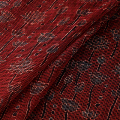 Natural Dyed Ajrakh Hand Block Print Kota Doria Cotton Fabric 29