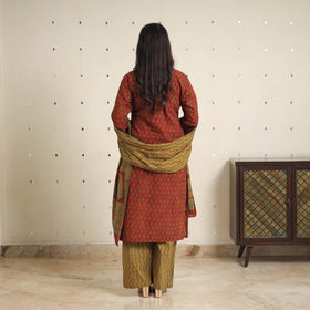 Red - bagh cotton suit set (set of 3) 04 - handcrafted