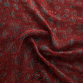 Natural Dyed Ajrakh Hand Block Print Kota Doria Cotton Fabric 29