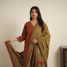 Red - bagh cotton suit set (set of 3) 04 - handcrafted