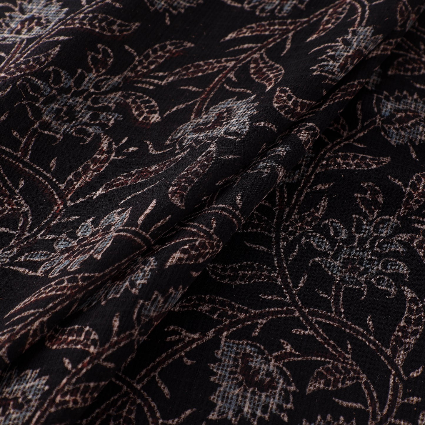 Natural Dyed Ajrakh Hand Block Print Kota Doria Cotton Fabric 28