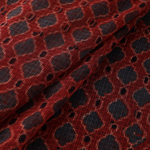 Natural Dyed Ajrakh Hand Block Print Kota Doria Cotton Fabric 27