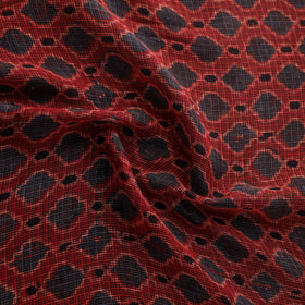 Natural Dyed Ajrakh Hand Block Print Kota Doria Cotton Fabric 27