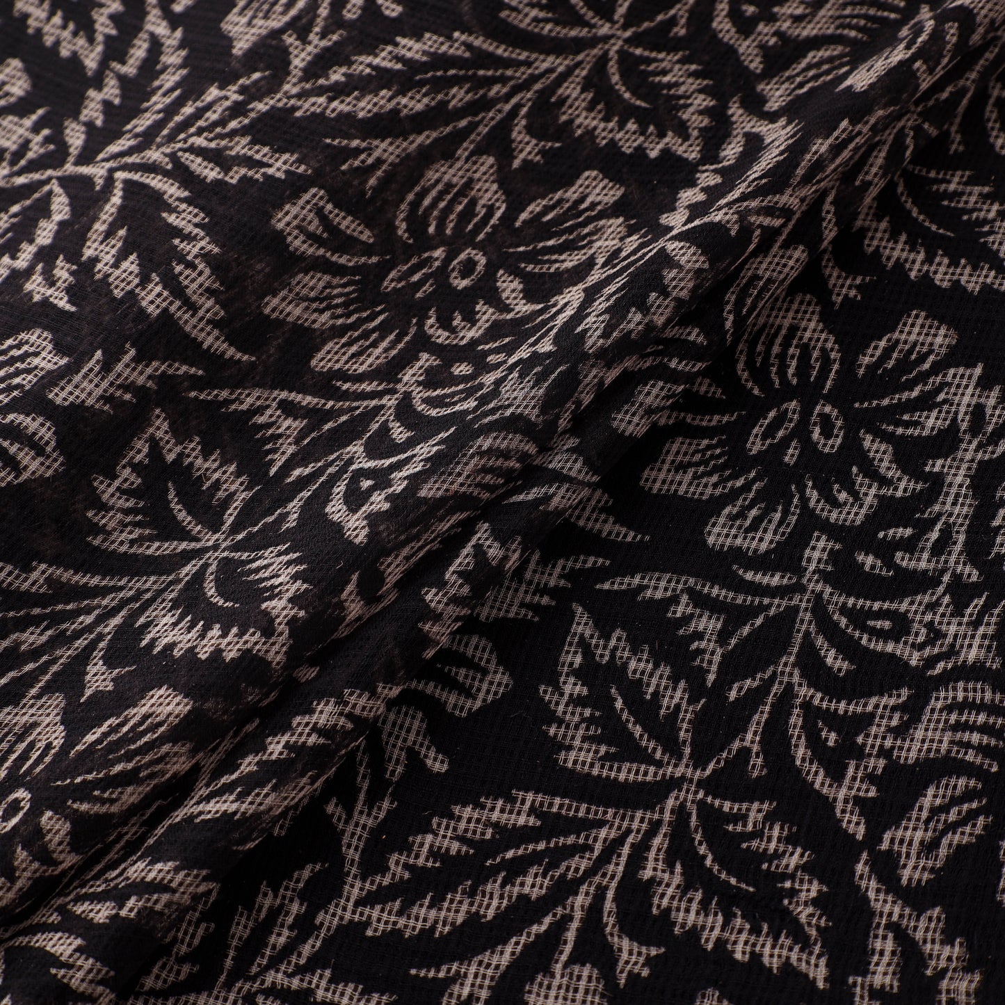 Natural Dyed Ajrakh Hand Block Print Kota Doria Cotton Fabric 26