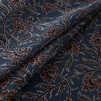Natural Dyed Ajrakh Hand Block Print Kota Doria Cotton Fabric 25
