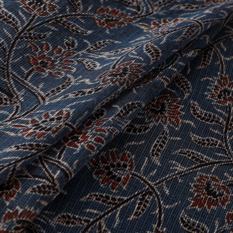 Natural Dyed Ajrakh Hand Block Print Kota Doria Cotton Fabric 25