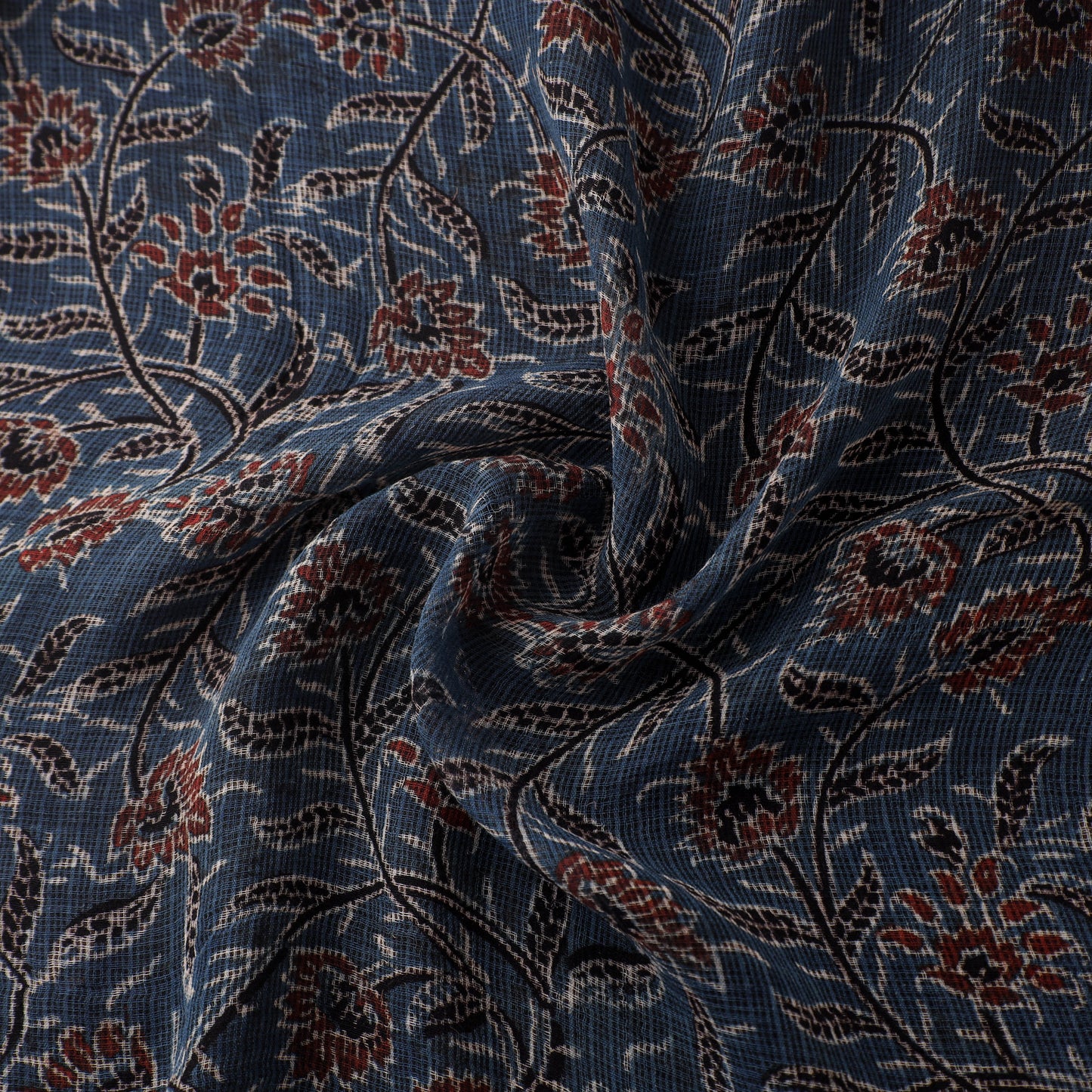 Natural Dyed Ajrakh Hand Block Print Kota Doria Cotton Fabric 25