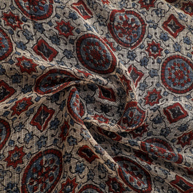 Natural Dyed Ajrakh Hand Block Print Kota Doria Cotton Fabric 24