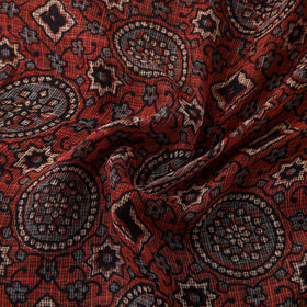 Natural Dyed Ajrakh Hand Block Print Kota Doria Cotton Fabric 23