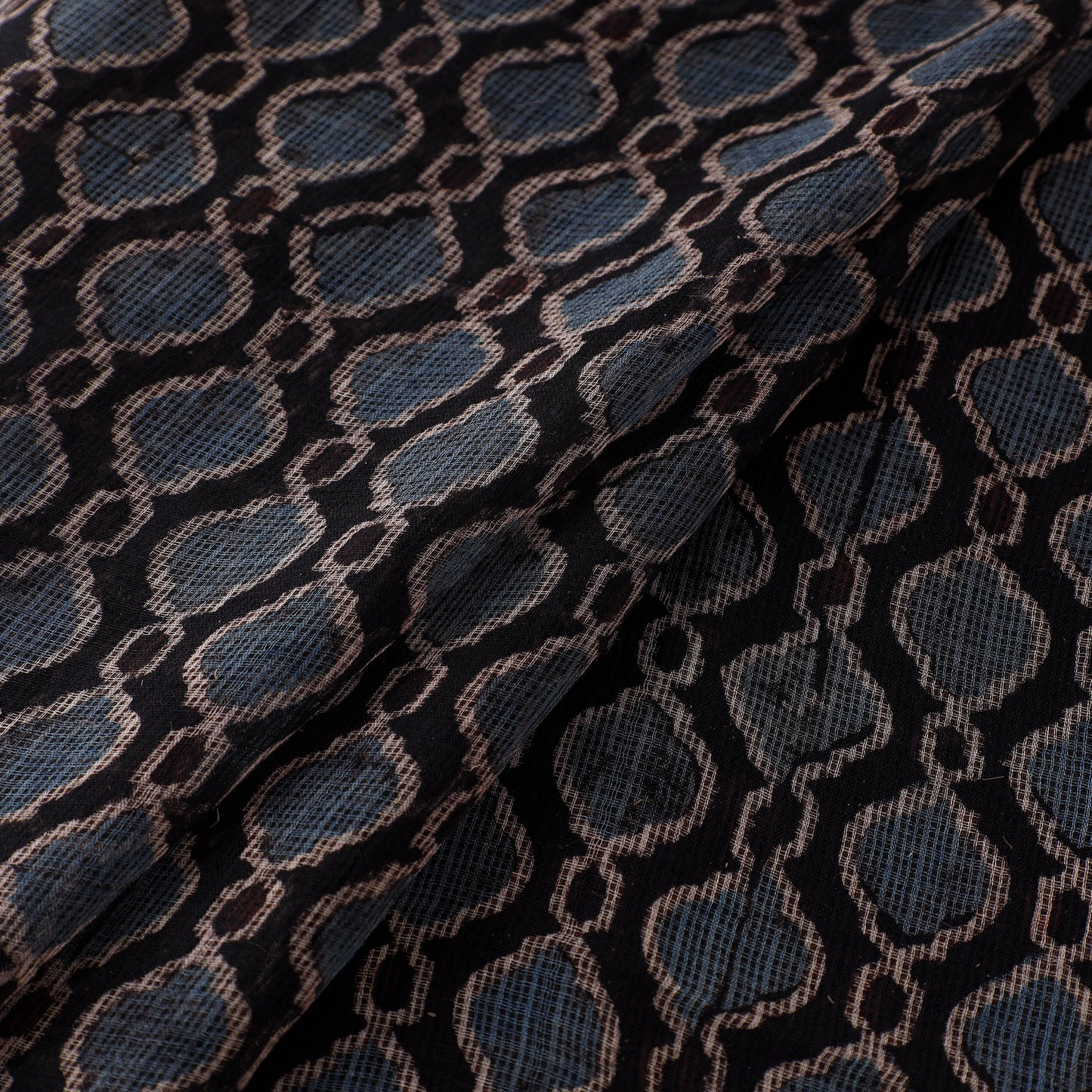 Natural Dyed Ajrakh Hand Block Print Kota Doria Cotton Fabric 22