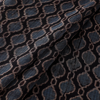 Natural Dyed Ajrakh Hand Block Print Kota Doria Cotton Fabric 22