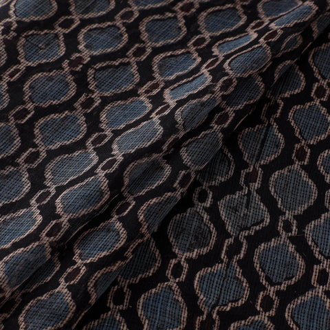 Natural Dyed Ajrakh Hand Block Print Kota Doria Cotton Fabric 22