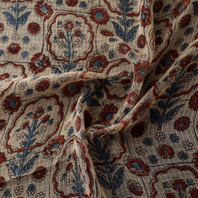 Natural Dyed Ajrakh Hand Block Print Kota Doria Cotton Fabric 21