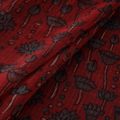 Natural Dyed Ajrakh Hand Block Print Kota Doria Cotton Fabric 20