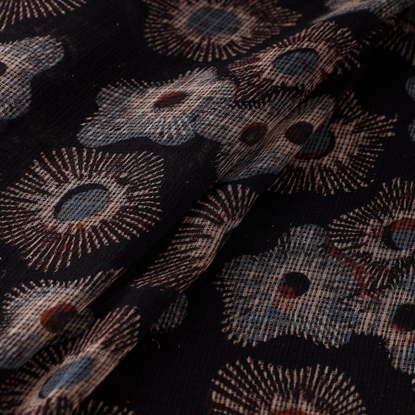 Natural Dyed Ajrakh Hand Block Print Kota Doria Cotton Fabric 19
