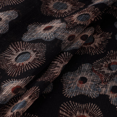 Natural Dyed Ajrakh Hand Block Print Kota Doria Cotton Fabric 19