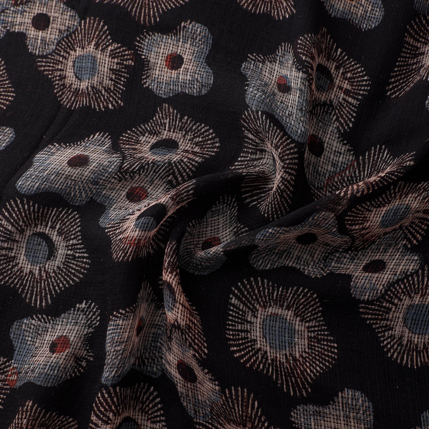 Natural Dyed Ajrakh Hand Block Print Kota Doria Cotton Fabric 19