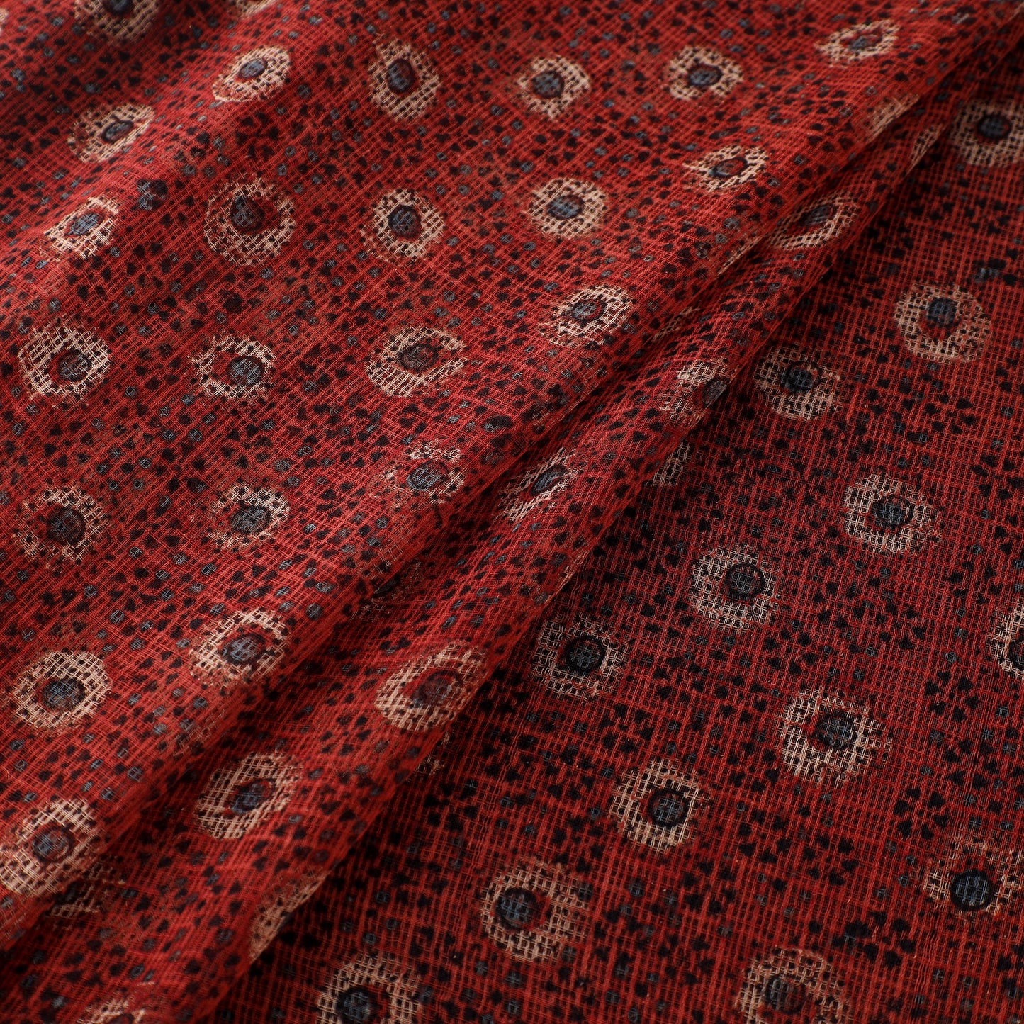 Natural Dyed Ajrakh Hand Block Print Kota Doria Cotton Fabric 18