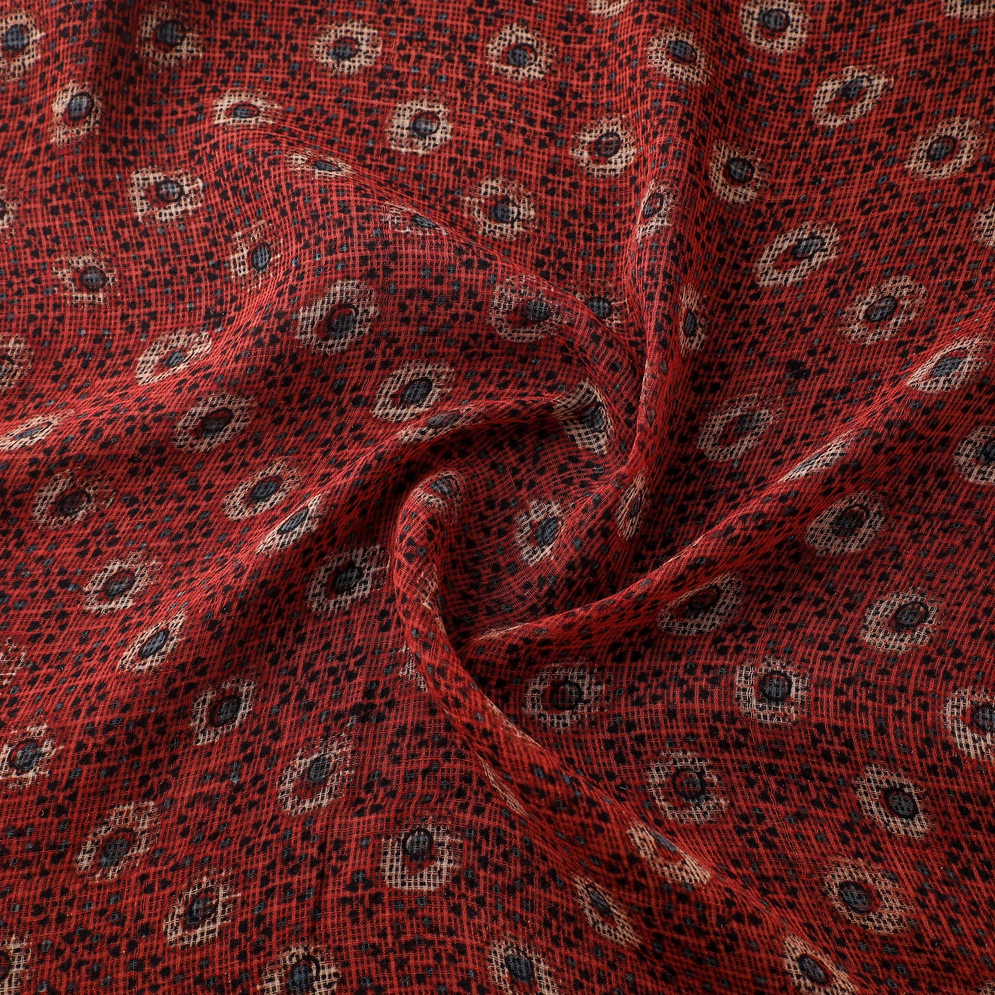 Natural Dyed Ajrakh Hand Block Print Kota Doria Cotton Fabric 18