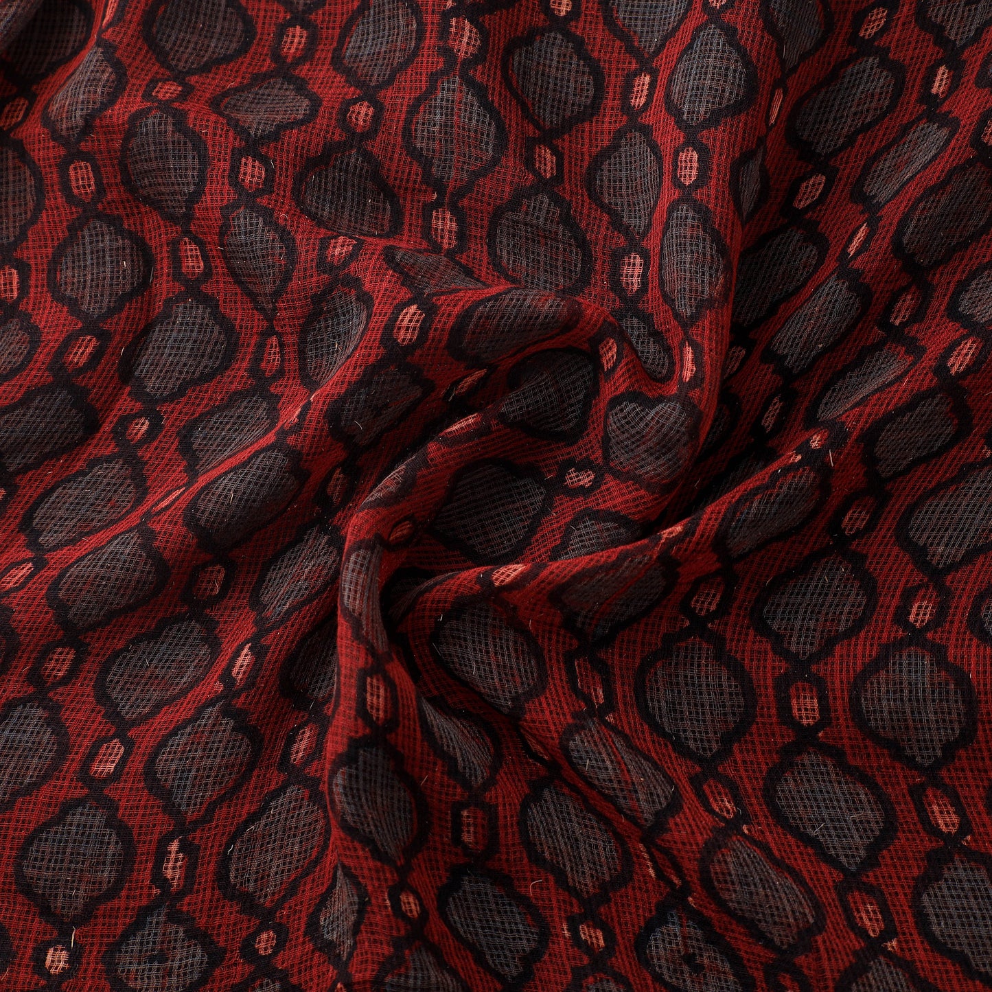 Natural Dyed Ajrakh Hand Block Print Kota Doria Cotton Fabric 17