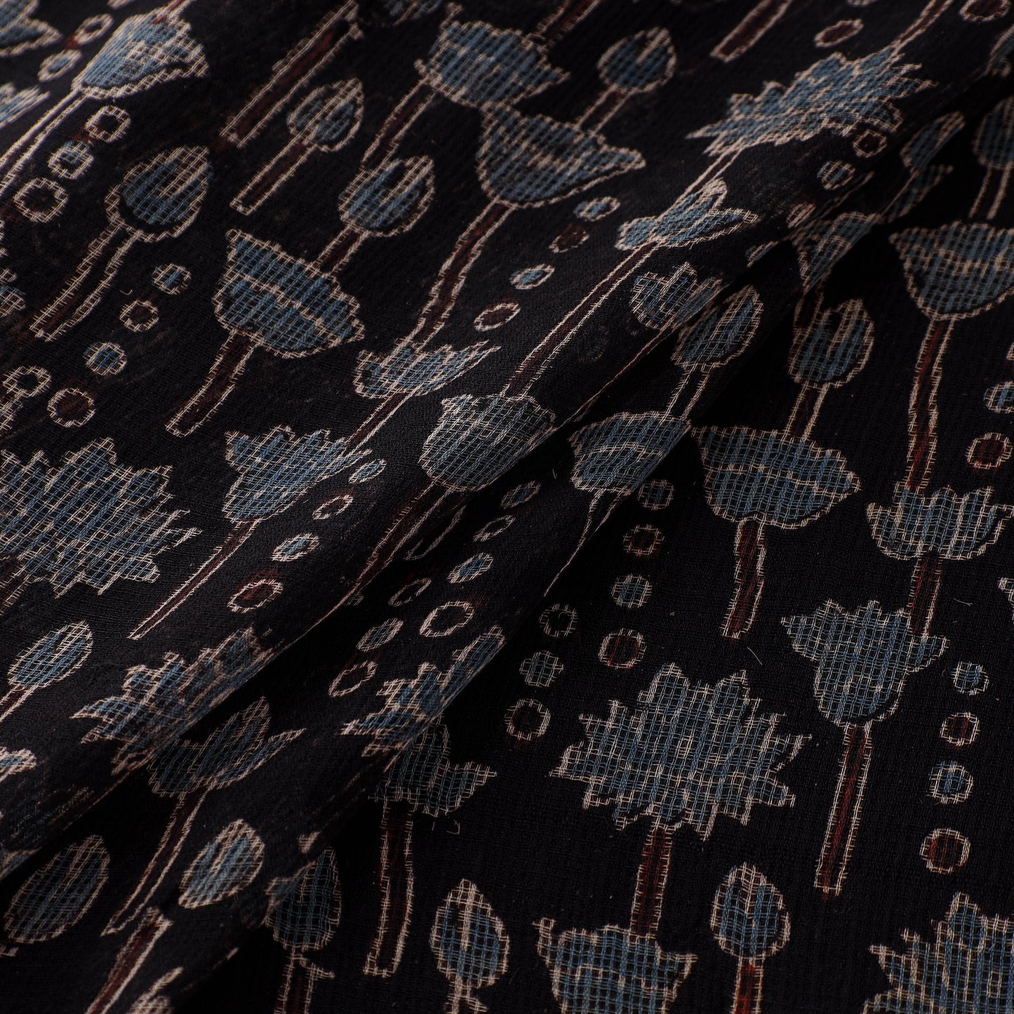 Natural Dyed Ajrakh Hand Block Print Kota Doria Cotton Fabric 16