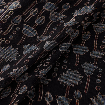 Natural Dyed Ajrakh Hand Block Print Kota Doria Cotton Fabric 16