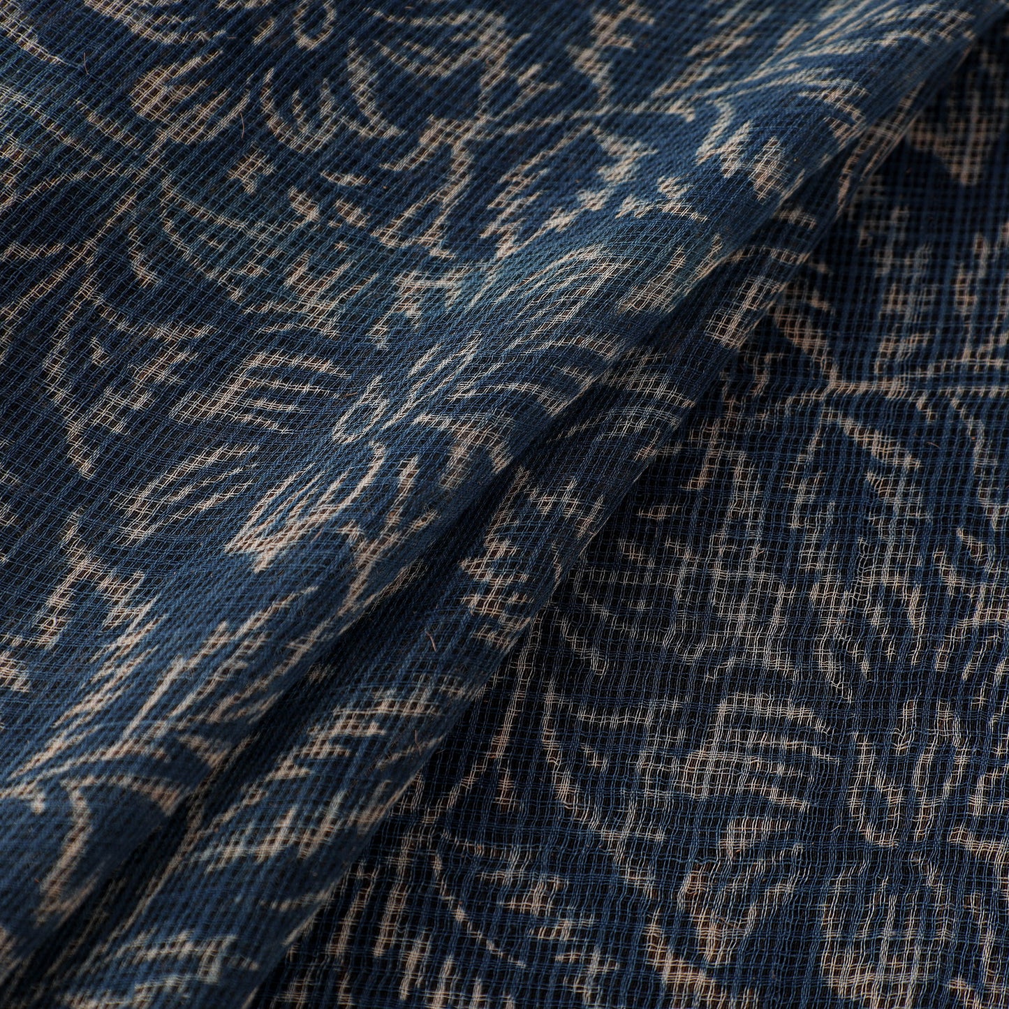 Natural Dyed Ajrakh Hand Block Print Kota Doria Cotton Fabric 15