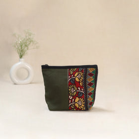 Green - Tagai Work Srikalahasti Kalamkari Handpainted Small Utility Pouch 120
